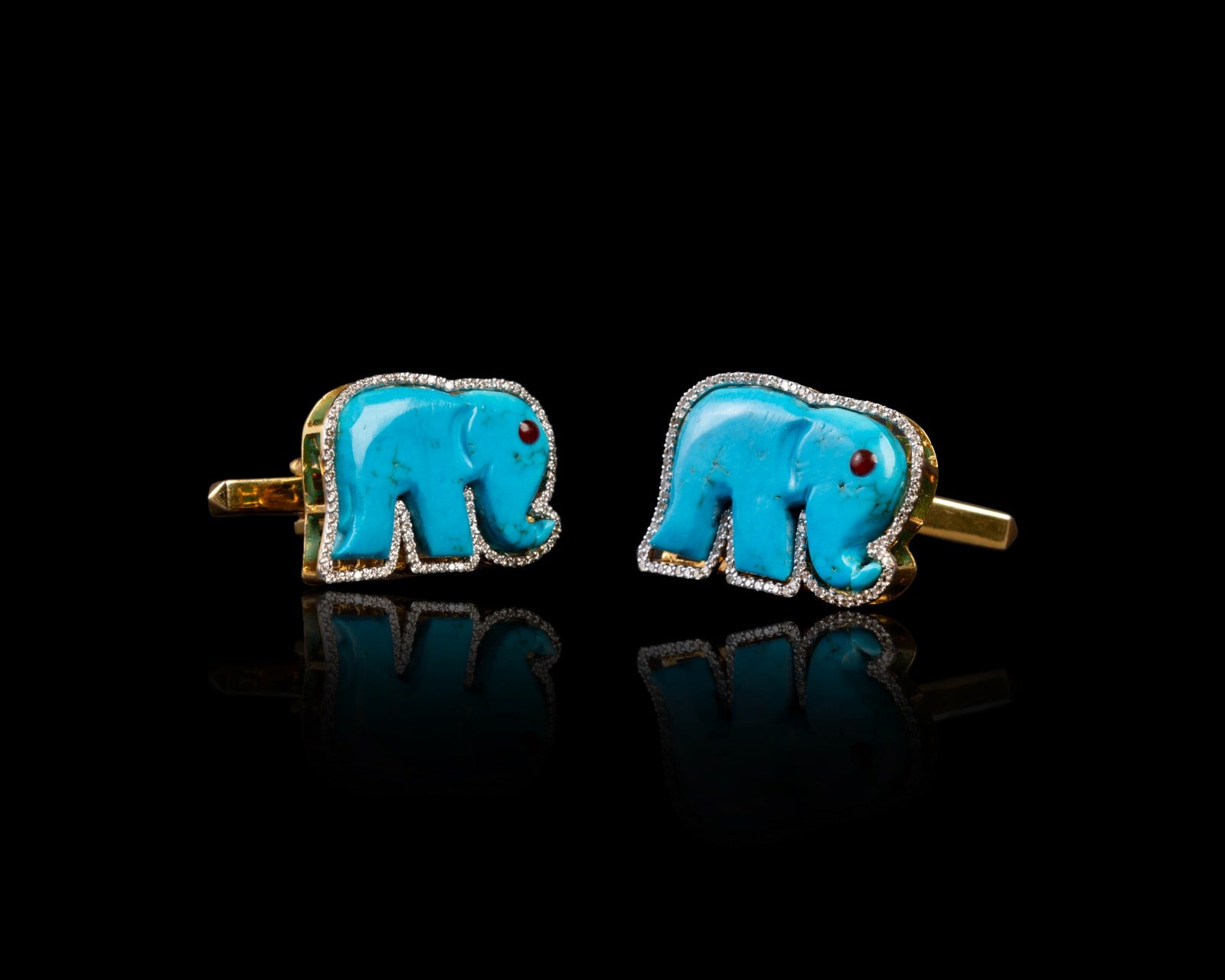 Turq. Elephant Cufflinks